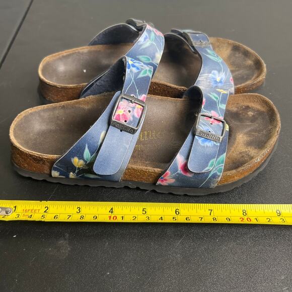 Papillio Birkenstock Arizona Women's US 4 Blue Floral Slide Sandals - Picture 3 of 8